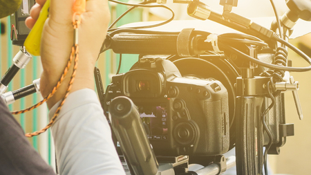 Professional camera equipment, Film production crewの写真素材