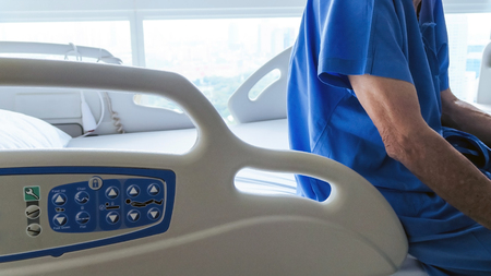 Elderly patients in hospital bedの写真素材