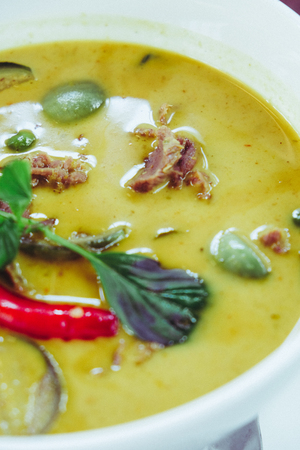 Close up image of Beef Green Curry,Thai cuisineの写真素材