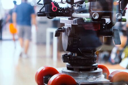 Film production crew, Behind the scenes backgroundの写真素材