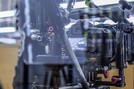 Film production crew, Behind the scenes backgroundの写真素材