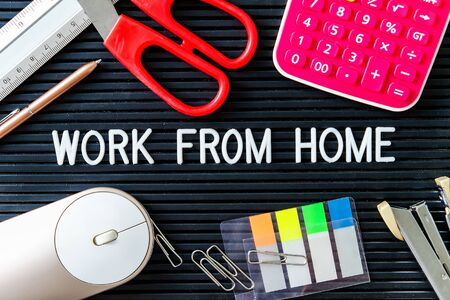 work from home text backgroundの写真素材