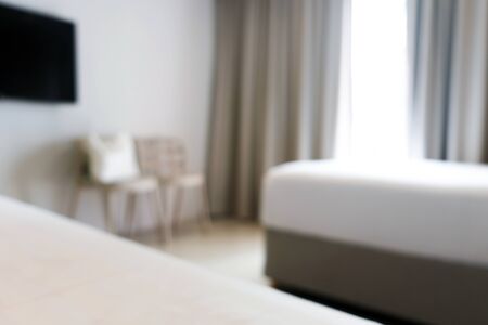 Blurred Background of a Bedroom in a hotelの写真素材