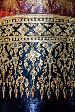 NAN ,THAILAND - 2020 AUGUST 05 :Detail image of Ancient Temple pole in Wat Phumin, Wat Phumin is a famous temple in Nan province, Thailandのeditorial素材