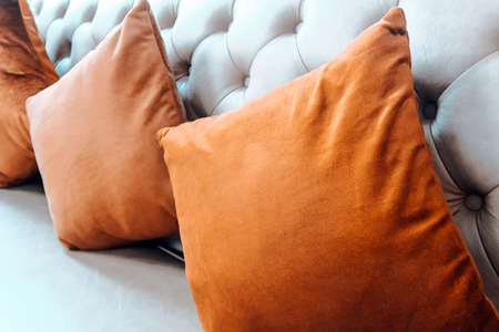 detail image of cushion on sofa, modern living roomの写真素材