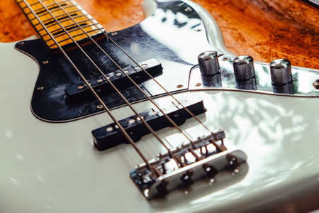 Close up instruments music background concept,Guitar and music studio equipmentの写真素材