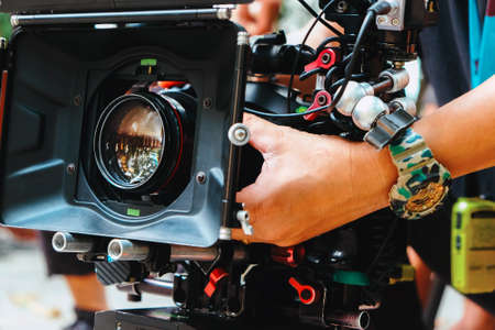 Filming with professional camera, Film Crew.の写真素材
