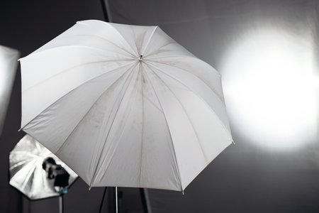 studio lighting, lighting equipment on the set close upの写真素材