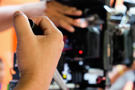 film crew production, behind the scenes backgroundの写真素材