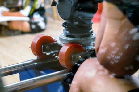 Filming Crew, Close up of camera dolly , Film industry equipmentの写真素材