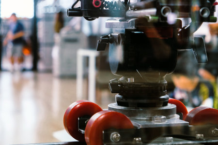 Filming Crew, Close up of camera dolly , Film industry equipmentの写真素材
