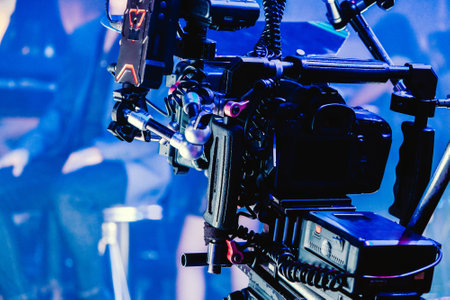 Professional video camera on the stage during a concert. Behind the scene.の写真素材
