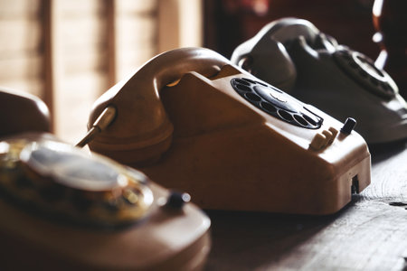 close up image of vintage phoneの写真素材
