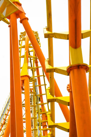 Detail image of a roller coaster track on white backgroundの写真素材