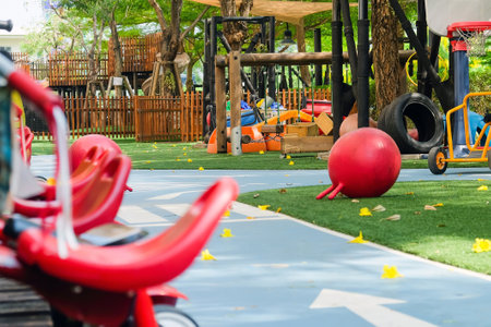 Children's playground in the park on a sunny day