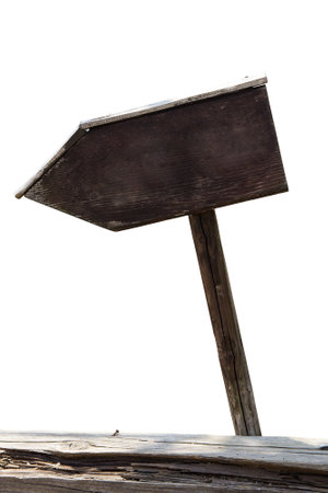 Old wooden sign on white backgroundの写真素材