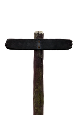 Old wooden sign on white backgroundの写真素材