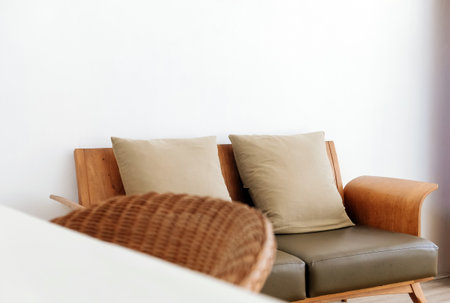 Sofa and pillow decoration in living room interiorの写真素材