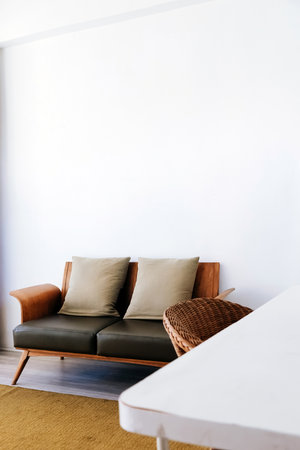 Sofa and pillow decoration in living room interiorの写真素材