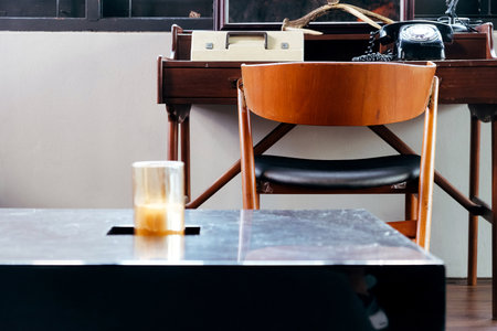 Detail image of a living room with wooden chair and table.の写真素材
