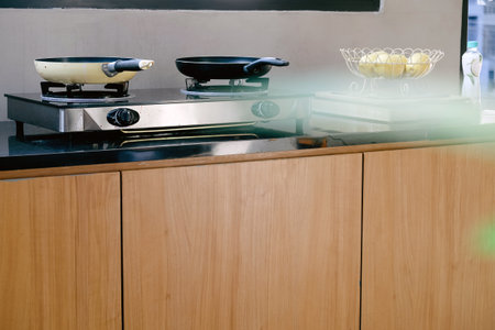 Modern kitchen interior design. Furniture and kitchen utensils.の写真素材