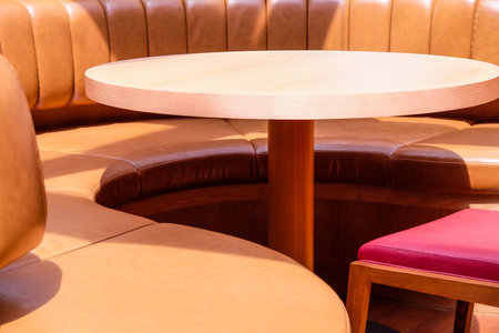 Wooden chairs and tables in a cafe