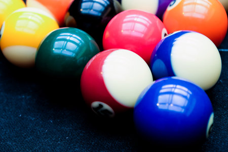 Billiard balls on the table, close-up
