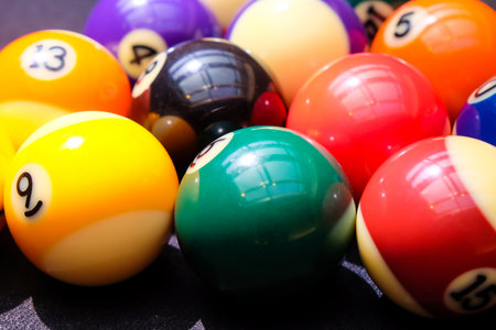 Billiard balls on the table, close-up