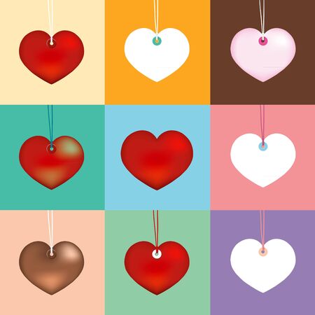 Collection heart on different color. vector illustration のイラスト素材