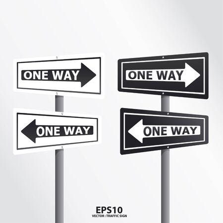  traffic sign one way vector のイラスト素材