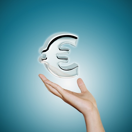 hand holding euro symbol conceptの写真素材