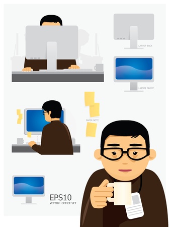 Vector characters  office work setのイラスト素材