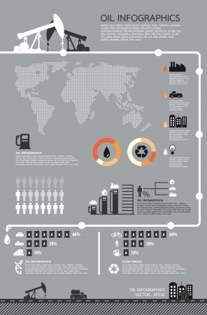 Set of infographics elements, Oil icons ,vectorのイラスト素材