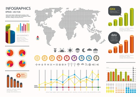 infographics set and Information weather world Graphics  setのイラスト素材
