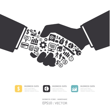 Elements are small icons Finance make in active businessman handshake shapeのイラスト素材