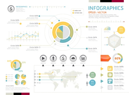 infographics set and Information Graphics Modern styleのイラスト素材