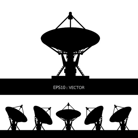  silhouette satellite dish のイラスト素材