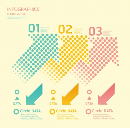 dots arrows soft color can be used for infographics   numbered banners graphic or website layoutのイラスト素材