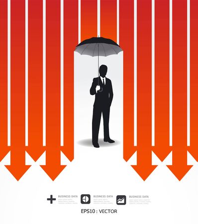 Businessman in Umbrella creative Finance safe idea   illustration. conceptのイラスト素材