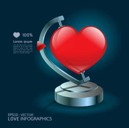 Modern Design  infographics love globe concept/ graphic or website layout  のイラスト素材