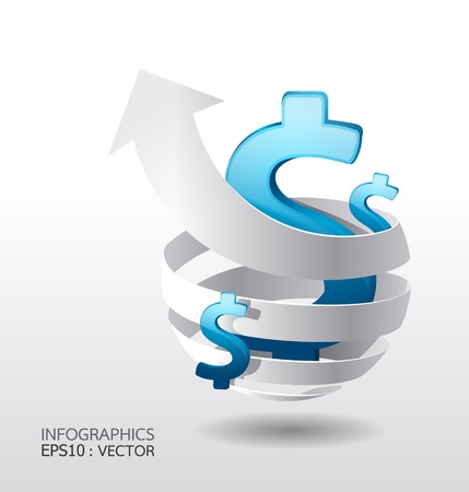 Modern Design business graph concept/ can be used for infographics / horizontal cutout lines / graphic or website layout   Horizontal
のイラスト素材