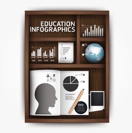 Creative infographics education shelf book box concept vector illustrationのイラスト素材