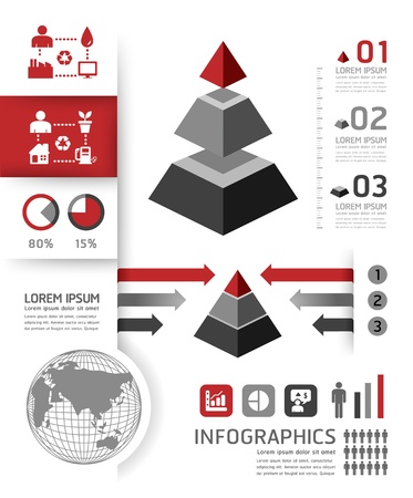 infographics template pyramid style graphic or website layout vectorのイラスト素材