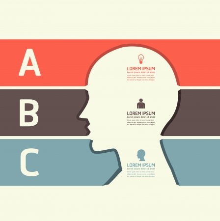 Modern Design template cut head shape style  can be used for infographics   numbered banners   horizontal cutout lines   graphic or website layout vector のイラスト素材