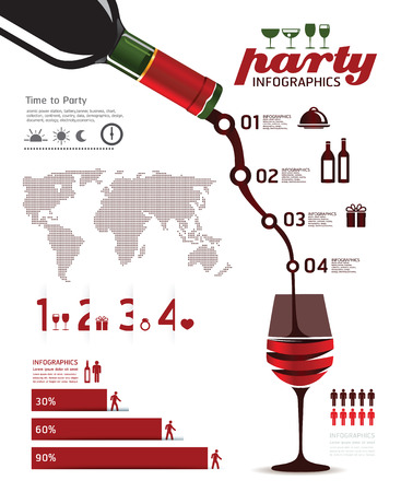 infographics set and Information party Graphics vectorのイラスト素材
