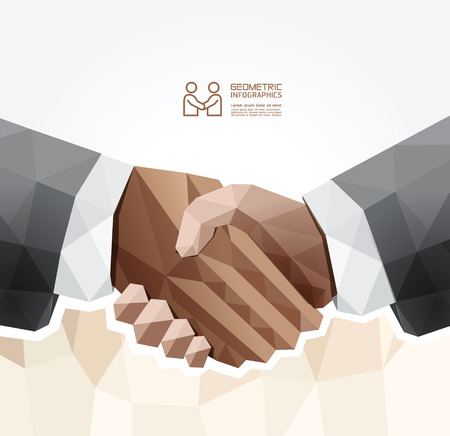 Geometric Modern handshake Design  / can be used for infographics / numbered banners  / graphic or website layout vectorのイラスト素材