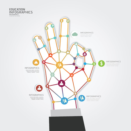 Modern Design hand dot Minimal style infographic template   can be used for infographics のイラスト素材