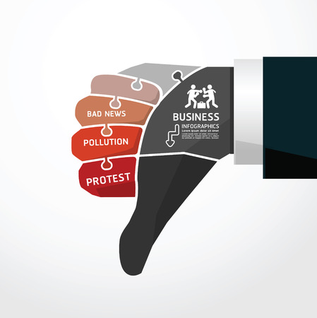 fingers shape bad news jigsaw banner   concept infographic Template vector illustrationのイラスト素材