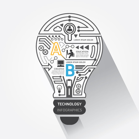 Creative lightbulb abstract circuit technology infographic vectorのイラスト素材