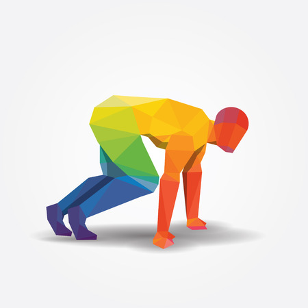Running geometric concept design colour Illustration vector のイラスト素材